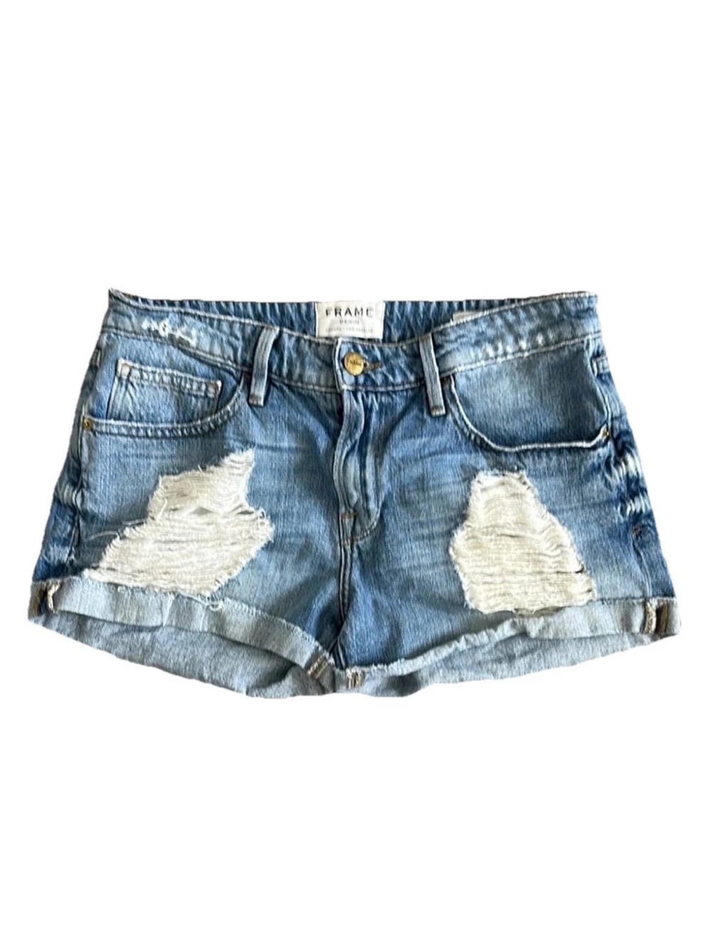 Frame Denim Le Grand Garcon Short Women’s Cut Off Distressed Henry Wash Size 25